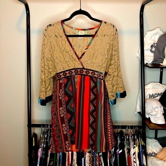 Flying Tomato Hippie Boho Peasant Dress - Picture 1 of 7